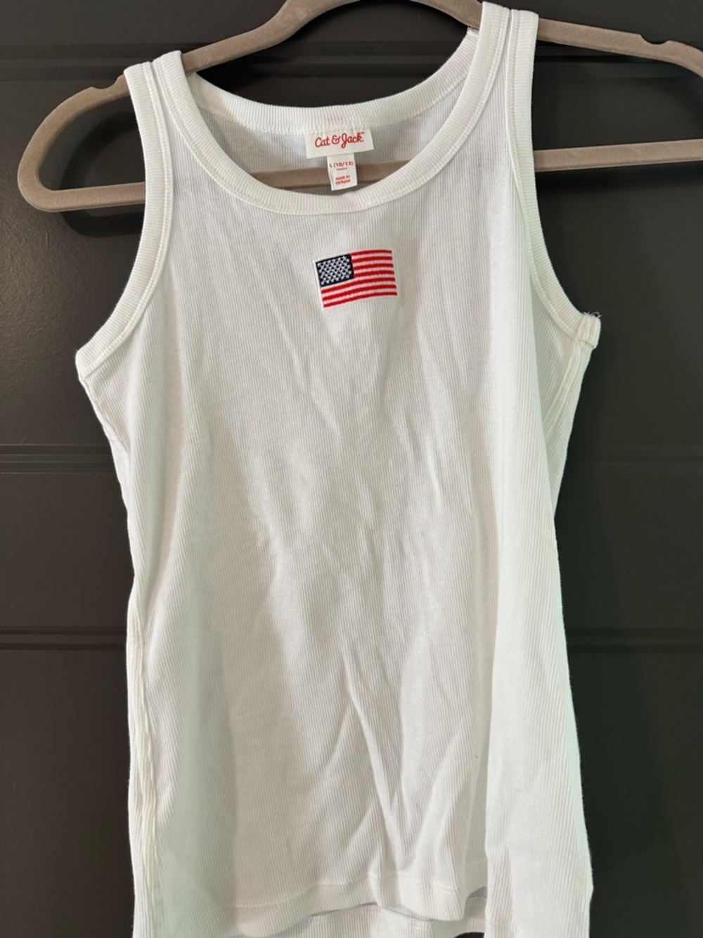 Cat & Jack White Ribbed Tank with Flag Patch